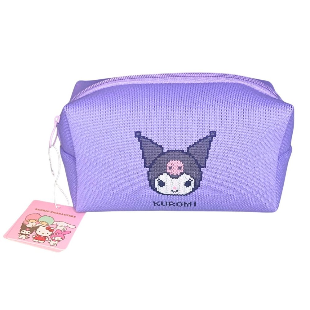 Sanrio Kuromi Japan Series Cosmetic Bag Authentic Scottish Style Knit Woven Case